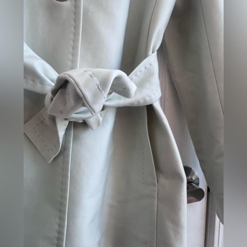 AGNONA Women's Pale Green Belted Italian Trench Coat Size 44 (U.S. medium) - Picture 4 of 8